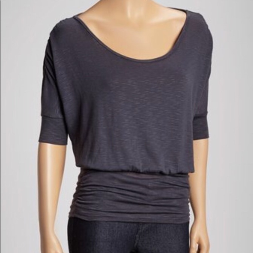 Relaxed Scoop Neck Blouse - Charcoal